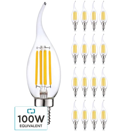 Luxrite CA11 LED Light Bulb 7W (100W Equivalent) 800LM 3000K Soft White Dimmable E12 Candelabra Base 16-Pack LR21635-16PK